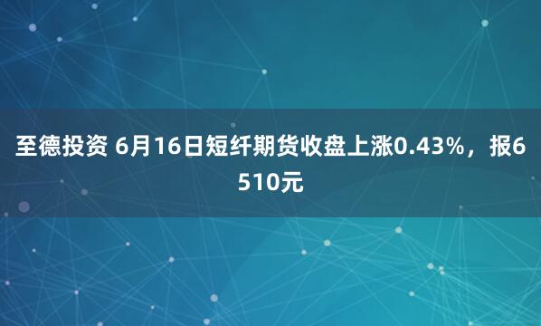 至德投资 6月16日短纤期货收盘上涨0.43%，报6510元